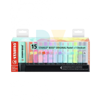 STABILO ESTUCHE SET BOSS 13 PASTELES + 2 GRIS C/15