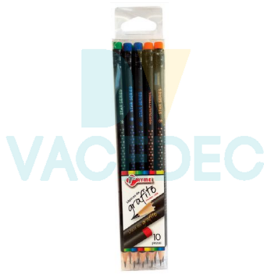 TRYME LAPICES DE GRAFITO C/10 PZAS MOD.1208 NEGRO 
