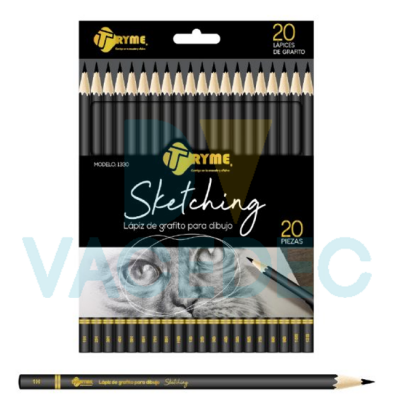 TRYME LAPICES DE GRAFITO P/DIBUJO C/20 PZAS MOD.1330